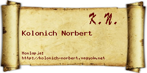 Kolonich Norbert névjegykártya